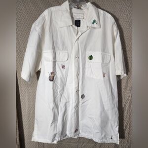 McCoy 100% Cotton Hawaiian Shirt w/Embroidered Hula Girls Men's Large